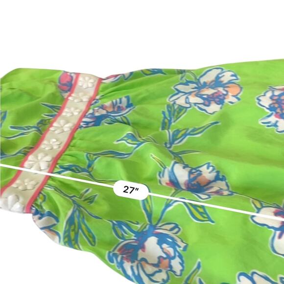 Lilly Pulitzer Green & blue floral silk blend LANGLEY Strapless dress Sundress 6 - Picture 11 of 14